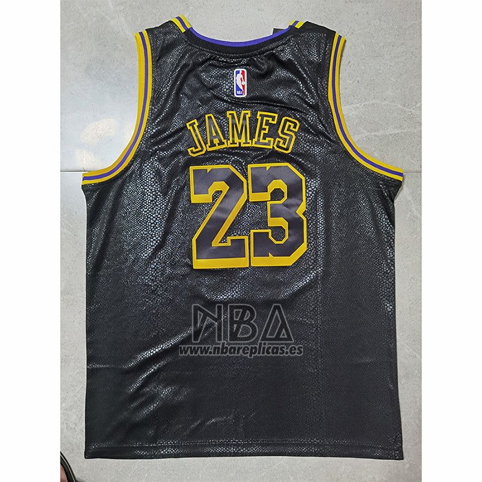 Camiseta Los Angeles Lakers LeBron James NO 23 Crenshaw Black Mamba Negro